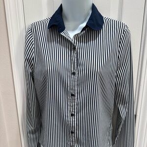 Navy & White Vertical Stripe button down shirt
